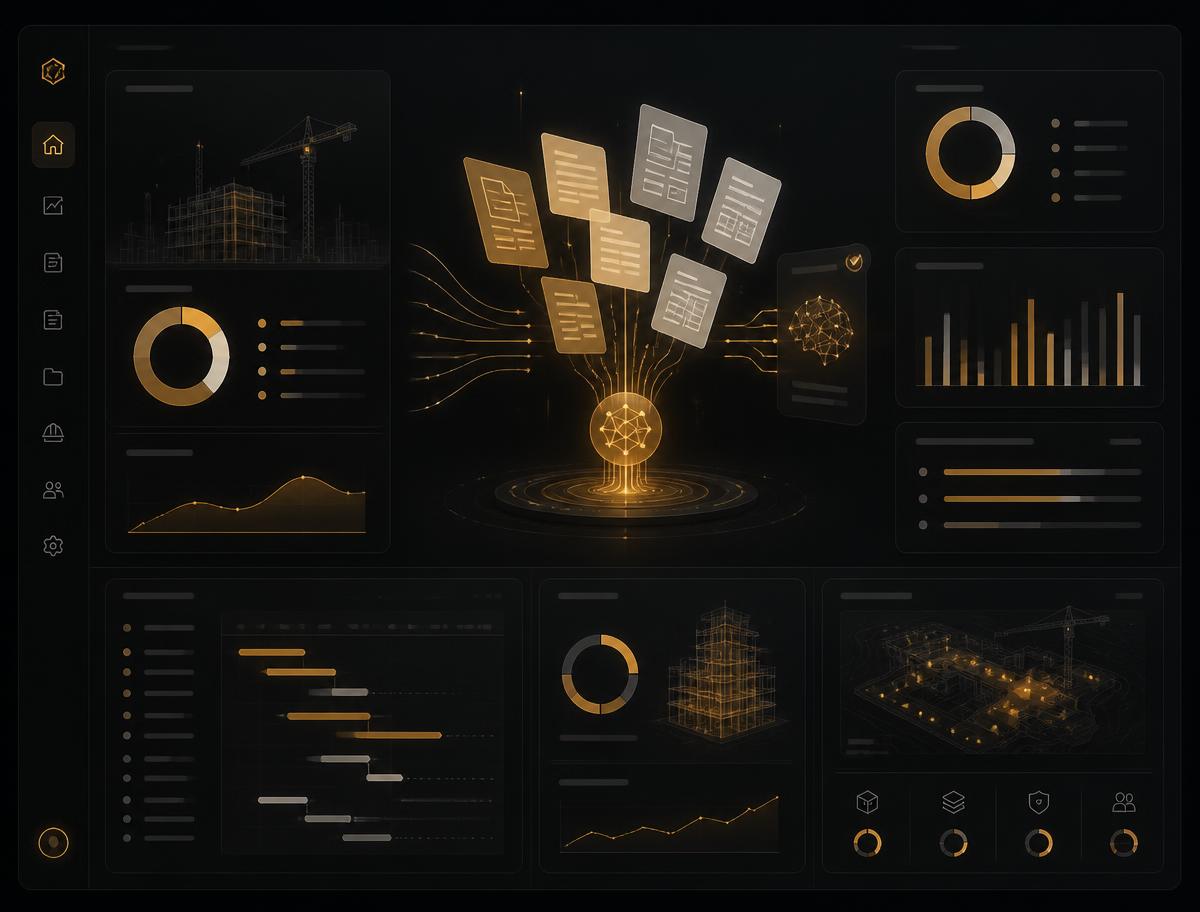 CONSTRUCTWARE AI dashboard converting construction documents into analytics